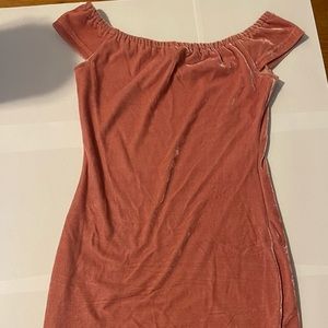 Pink Velvet Short Sleeve Dress